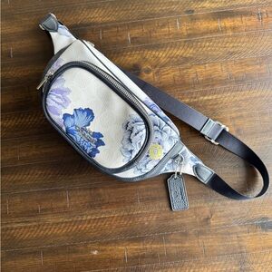 Coach Floral Zip Crossbody Blue and White